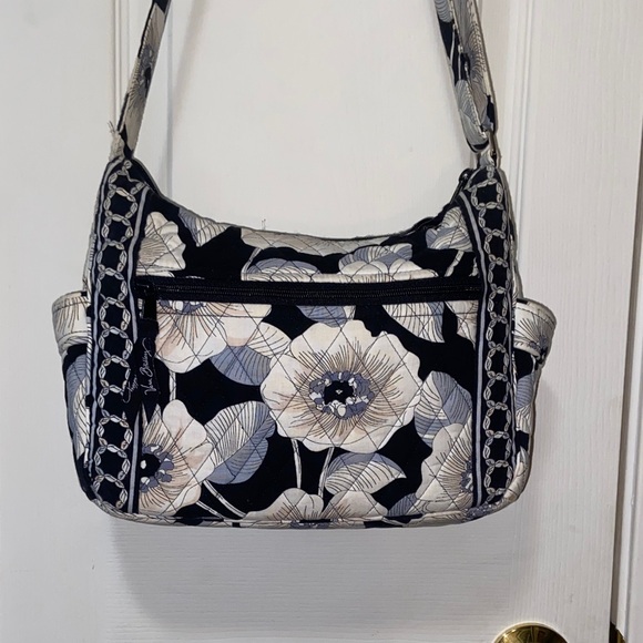 Vera Bradley Handbags - Vera Bradley Floral Black /Cream/White & Blue